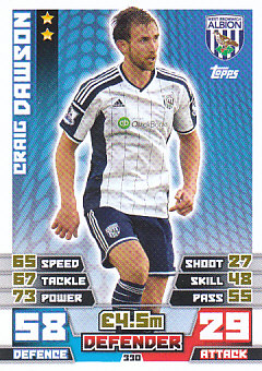 Craig Dawson West Bromwich Albion 2014/15 Topps Match Attax #330